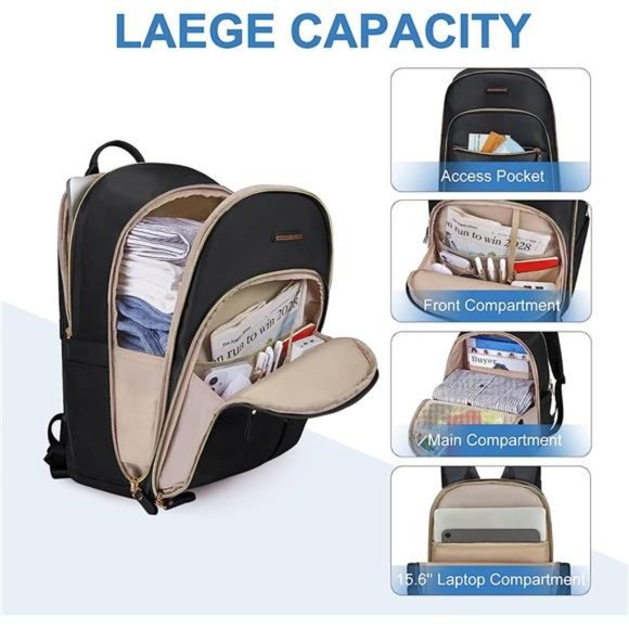 Laptop Backpack for Women fits 15.6'' Computer Backpack with USB Charging Port - Picture 3 of 6